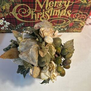 Christmas faux flower arrangement decor